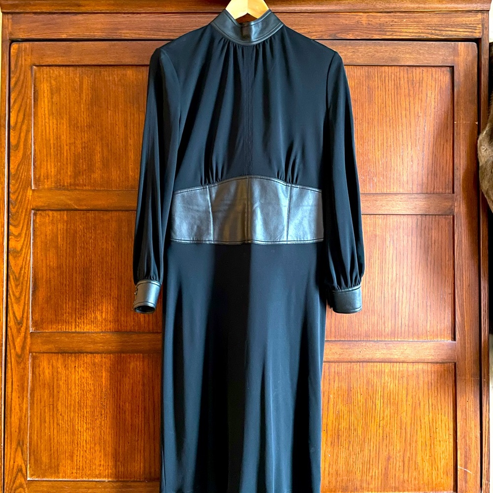 Escada black leather dress